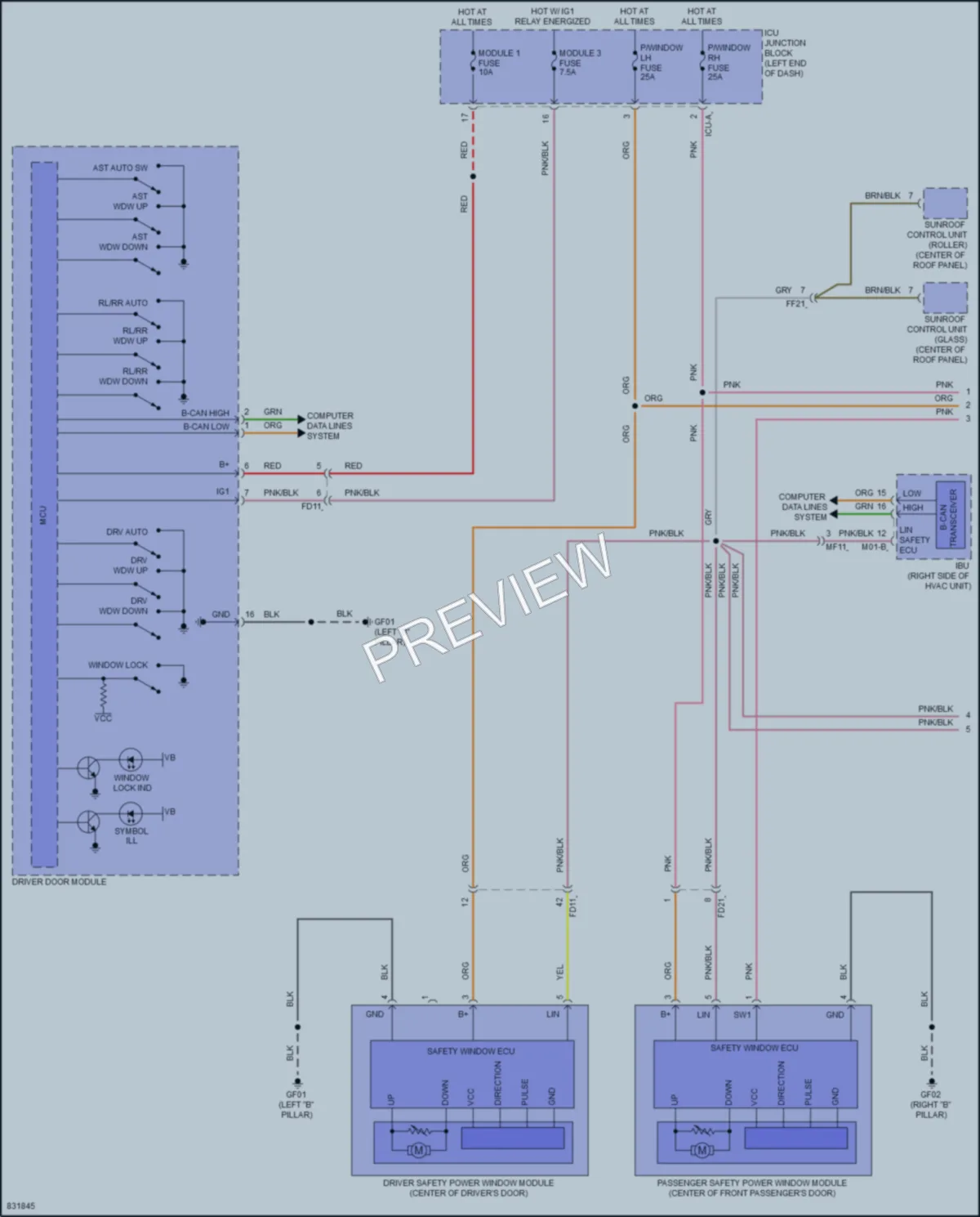2023 Kia EV6 Power Windows wiring diagram preview