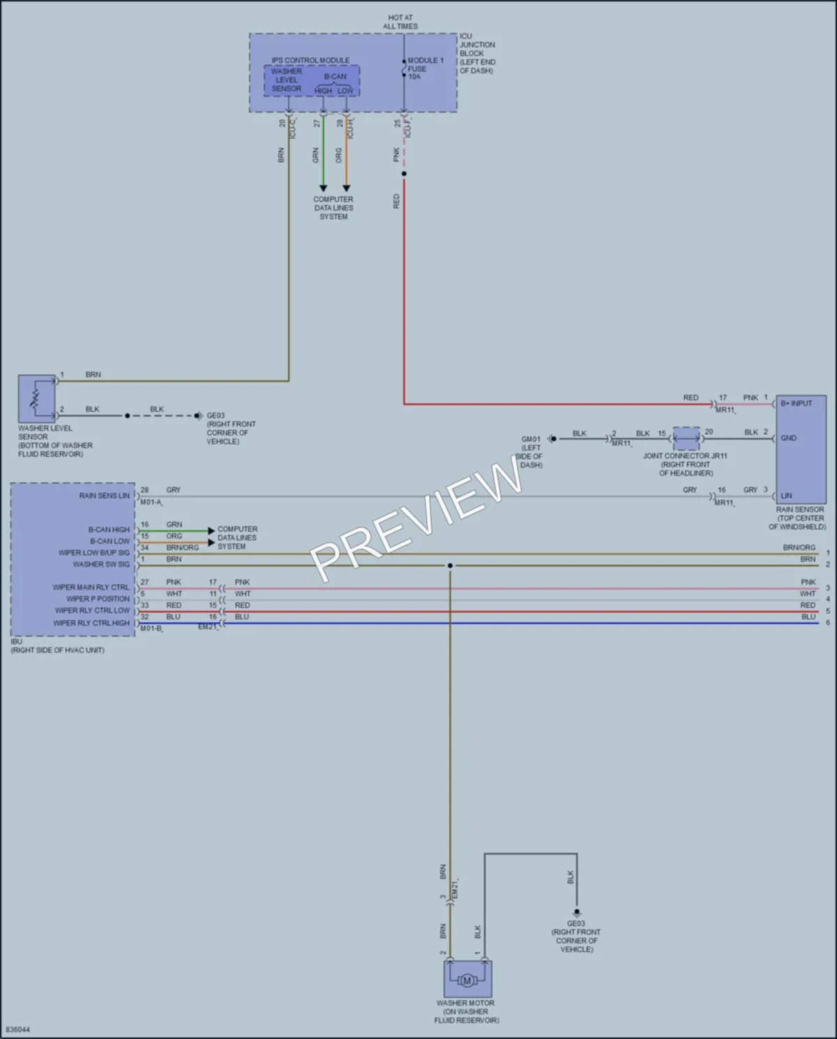 2023 Kia EV6 Wiper Washer wiring diagram preview