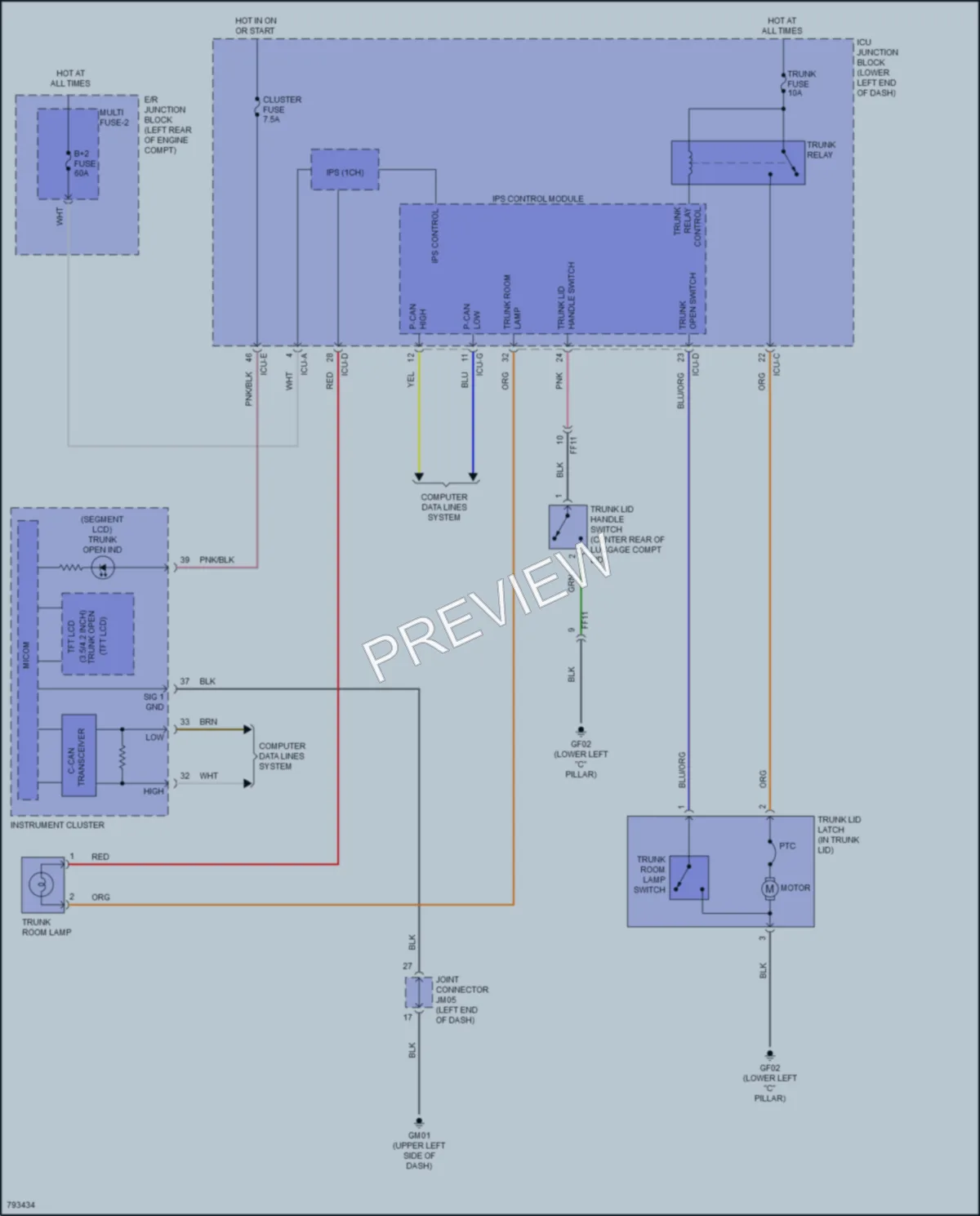 2023 Kia Forte Trunk Tailgate Fuel Door wiring diagram preview
