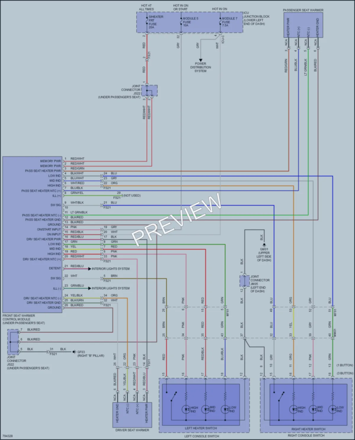2023 Kia Forte5 Power Seats wiring diagram preview