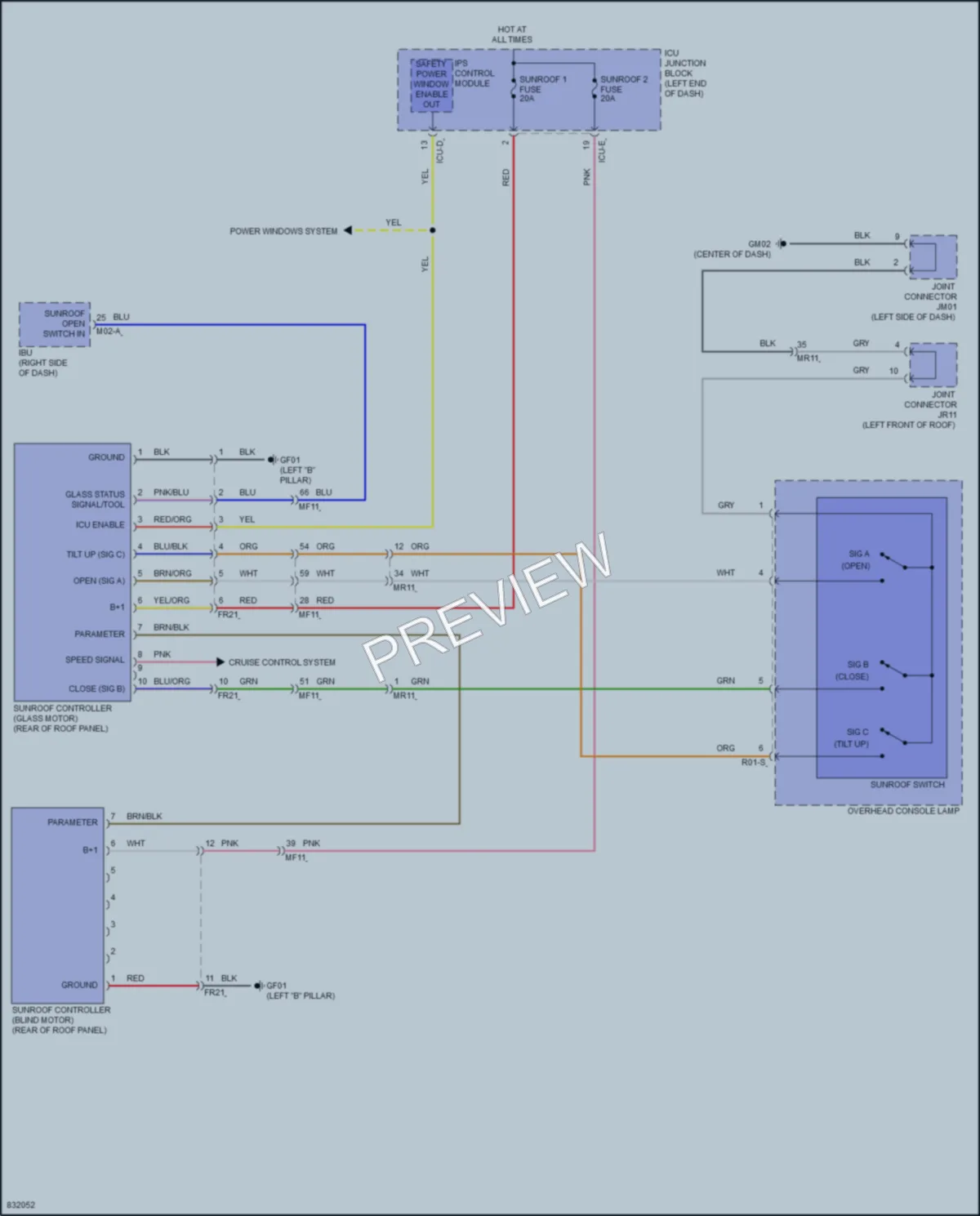 2023 Kia K5 Power Top Sunroof wiring diagram preview
