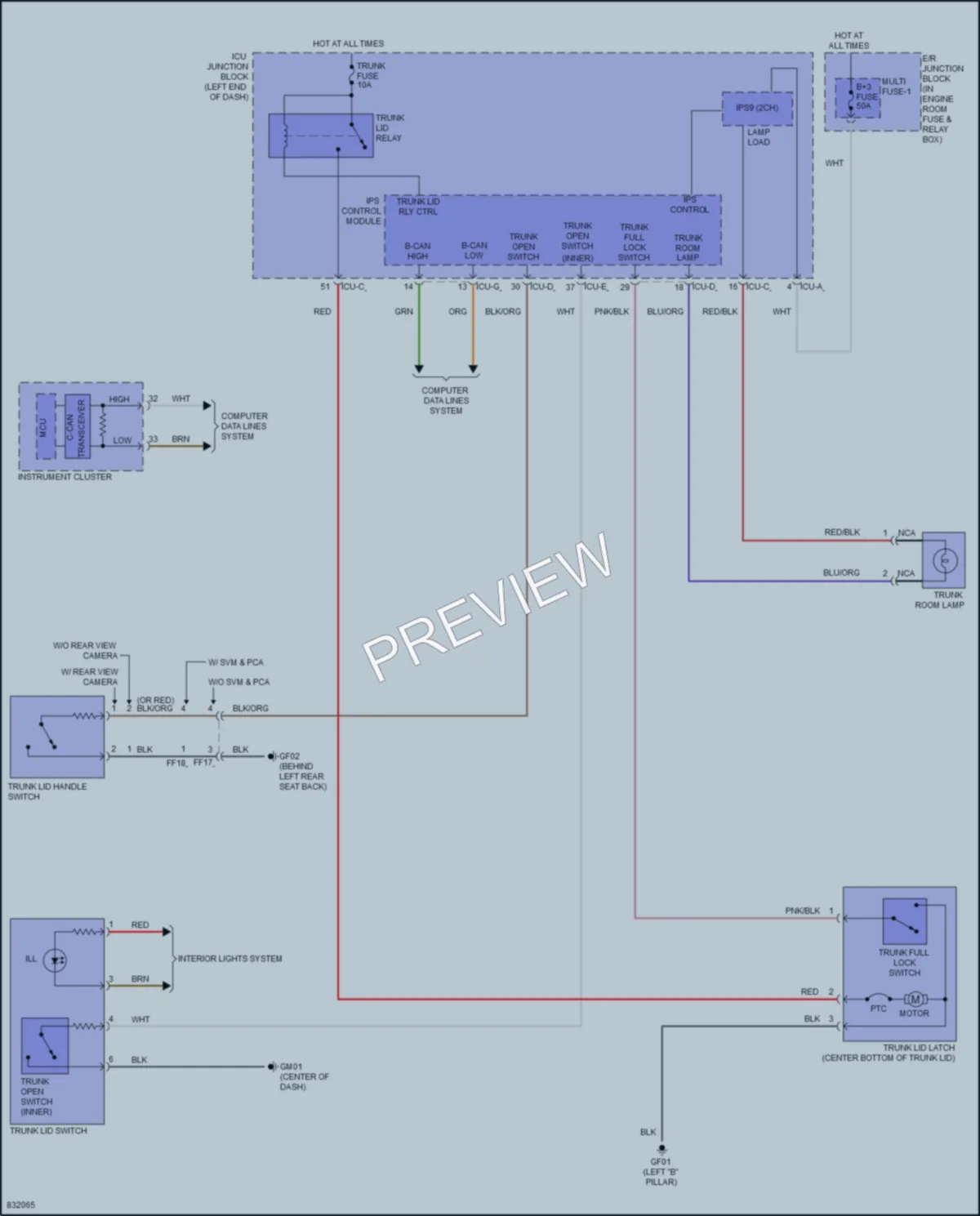 2023 Kia K5 Trunk Tailgate Fuel Door wiring diagram preview