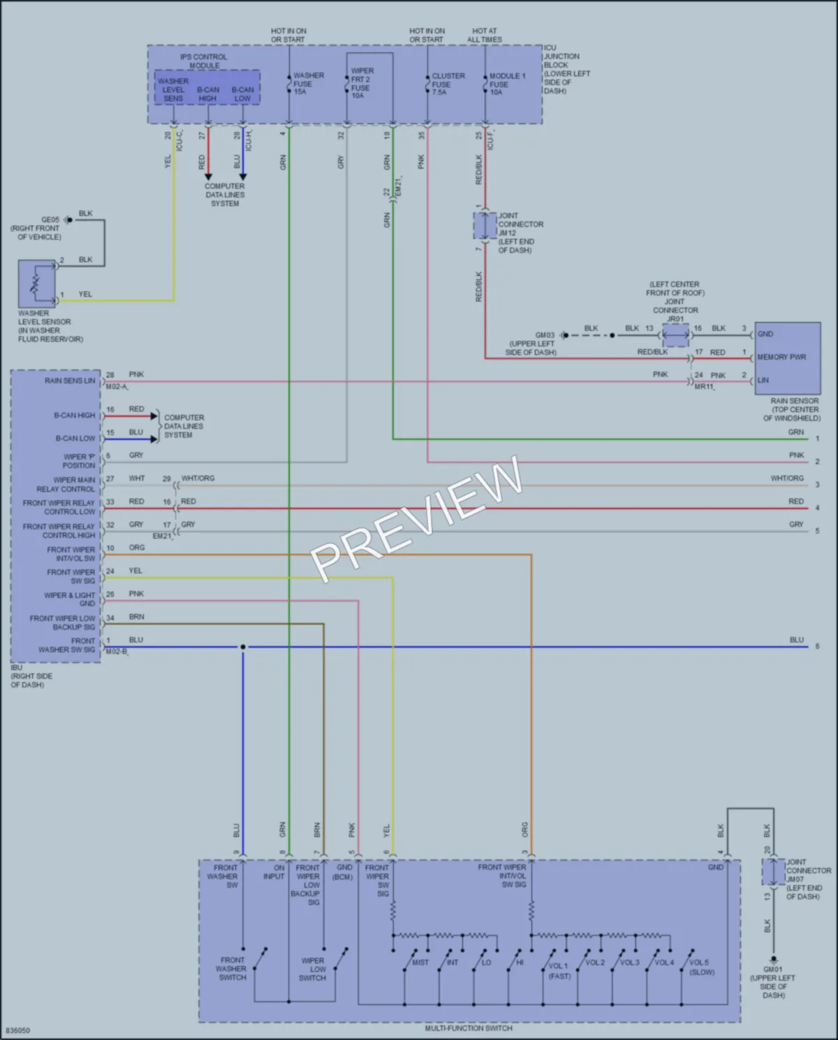 2023 Kia Niro Wiper Washer wiring diagram preview