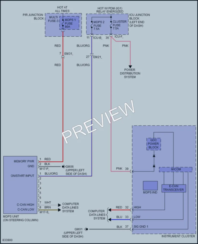 2023 Kia NiroEV Electronic Power Steering wiring diagram preview