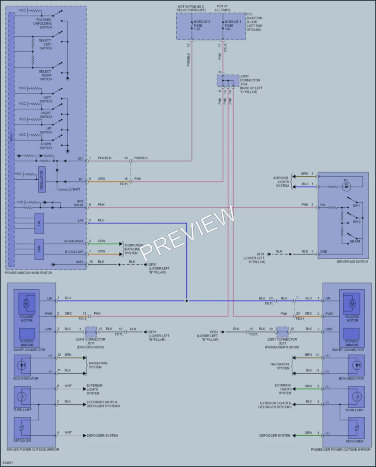 2023 Kia NiroEV Memory Systems wiring diagram preview