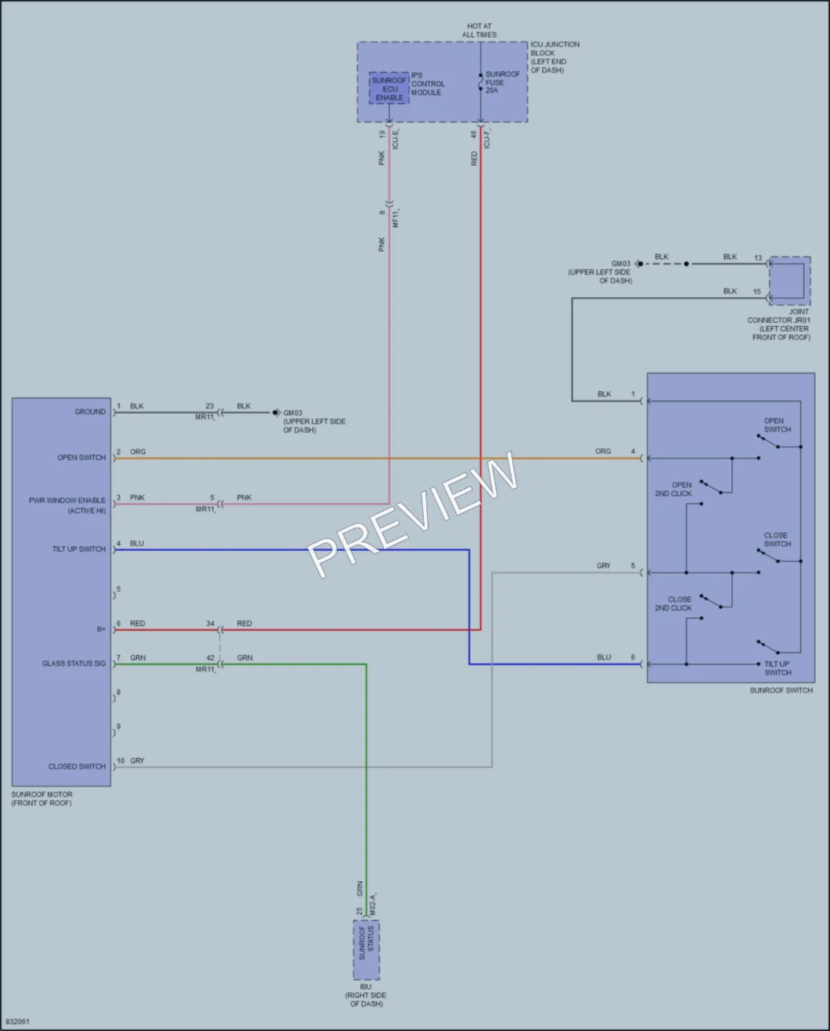 2023 Kia NiroEV Power Top Sunroof wiring diagram preview