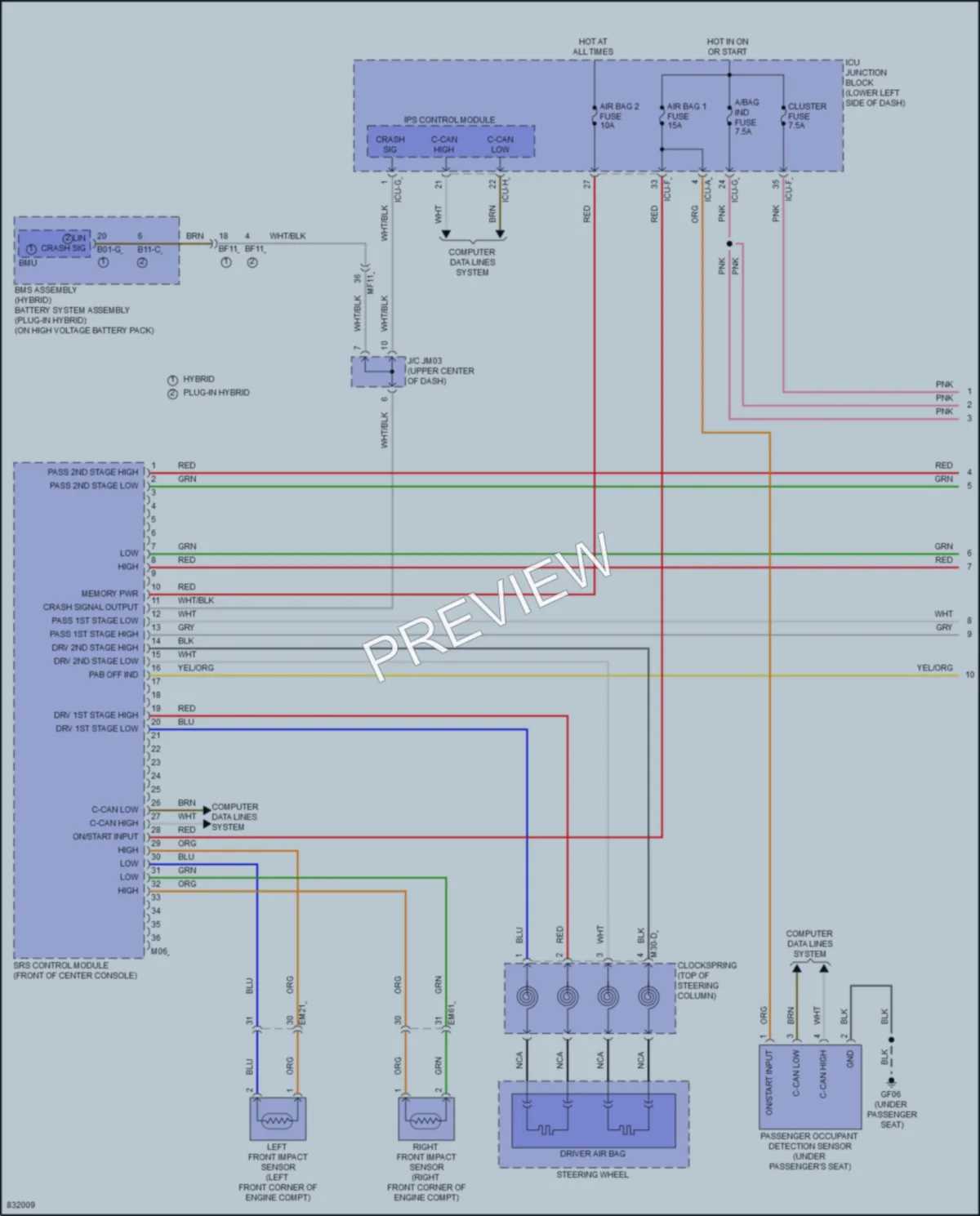 2023 Kia NiroPlugIn Supplemental Restraints wiring diagram preview