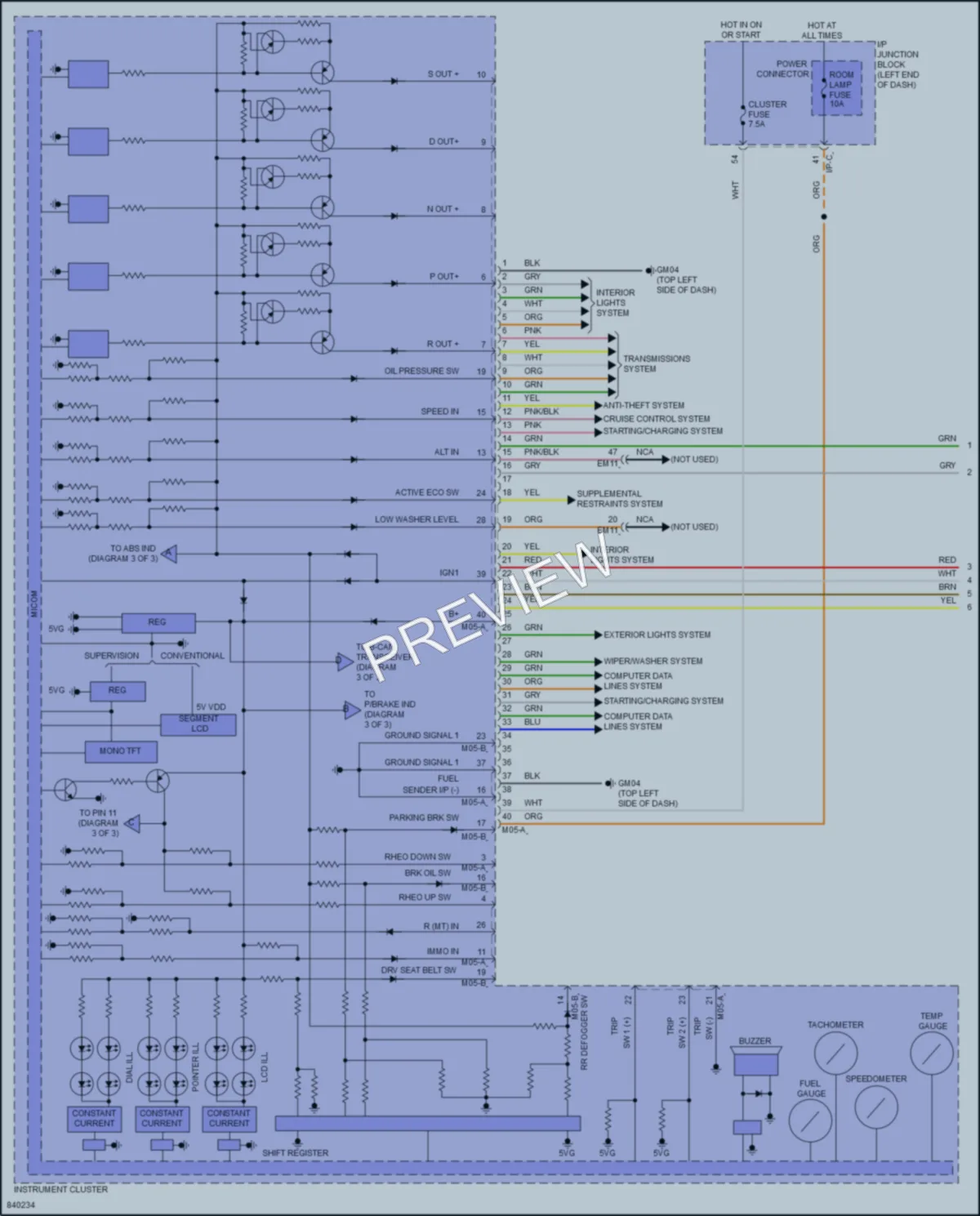 2023 Kia Rio5 Instrument Cluster wiring diagram preview