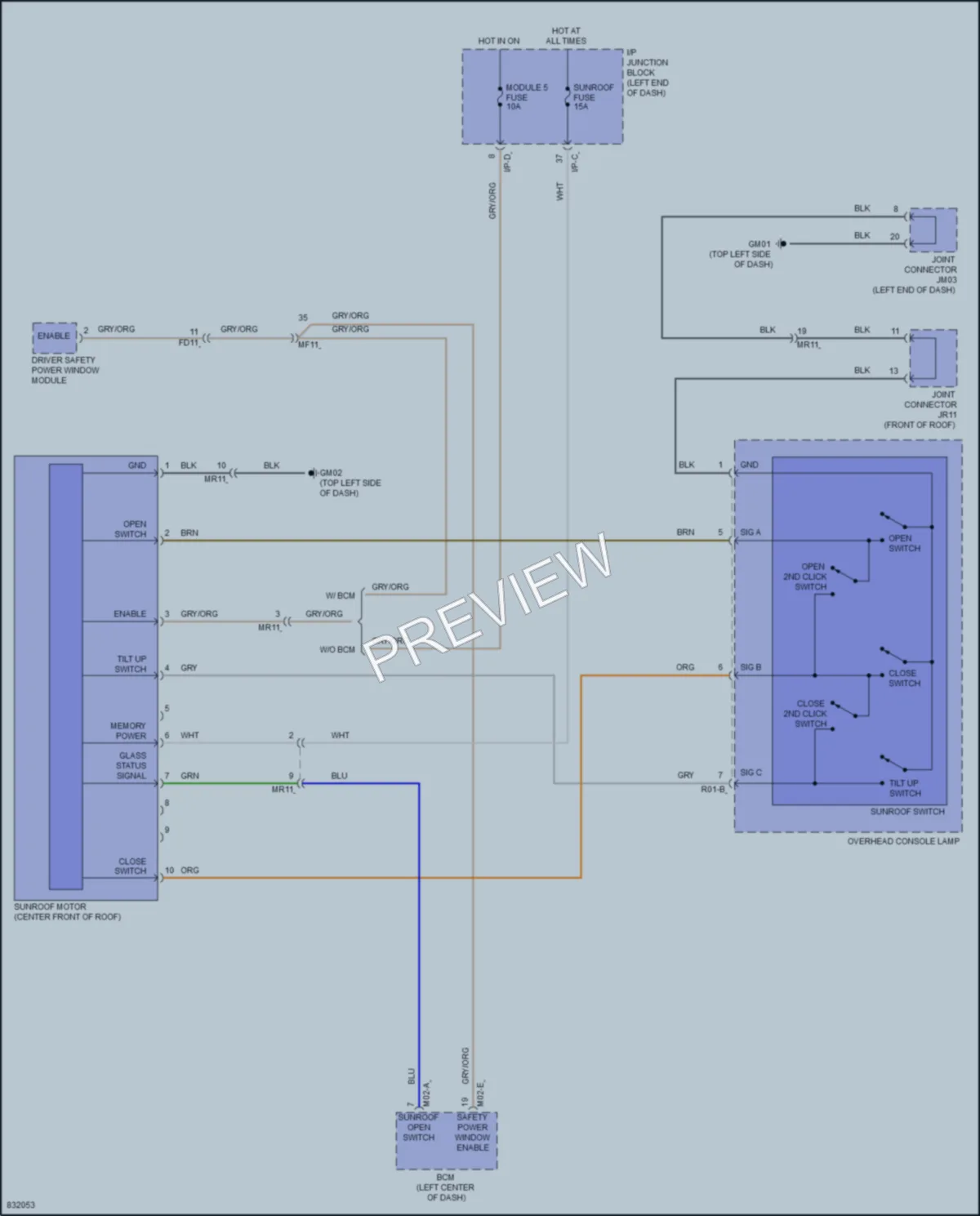2023 Kia Rio5 Power Top Sunroof wiring diagram preview