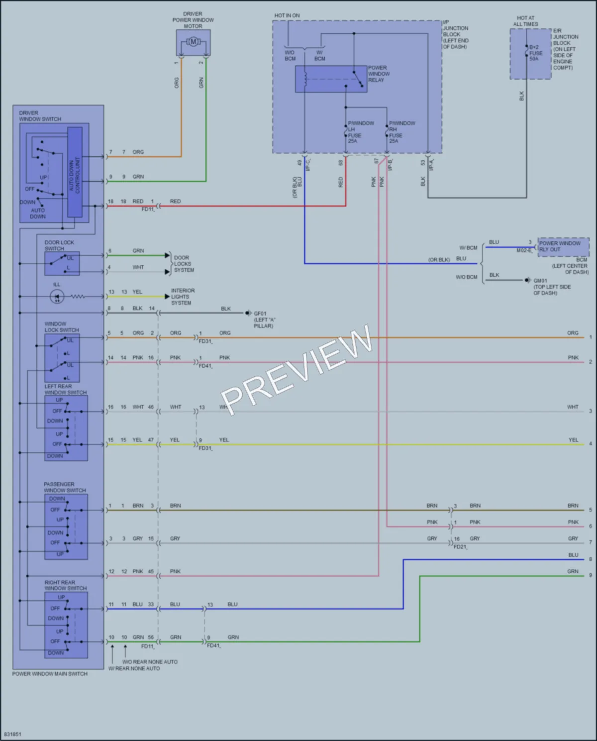 2023 Kia Rio5 Power Windows wiring diagram preview