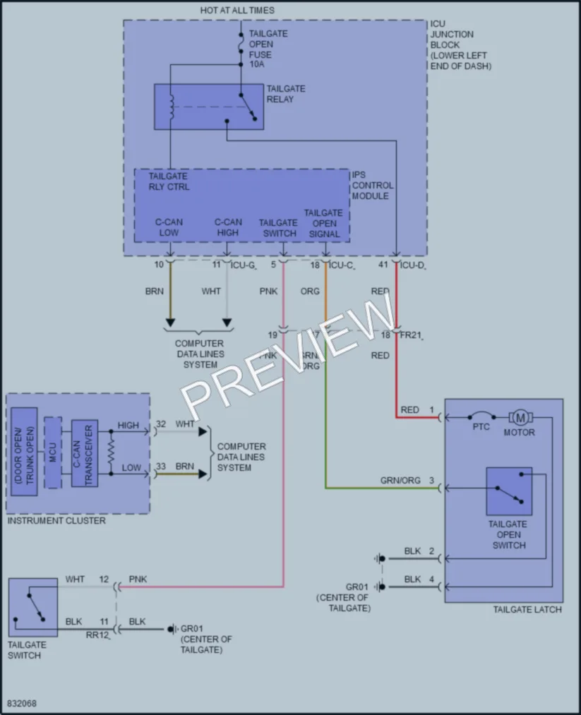 2023 Kia Seltos Trunk Tailgate Fuel Door wiring diagram preview