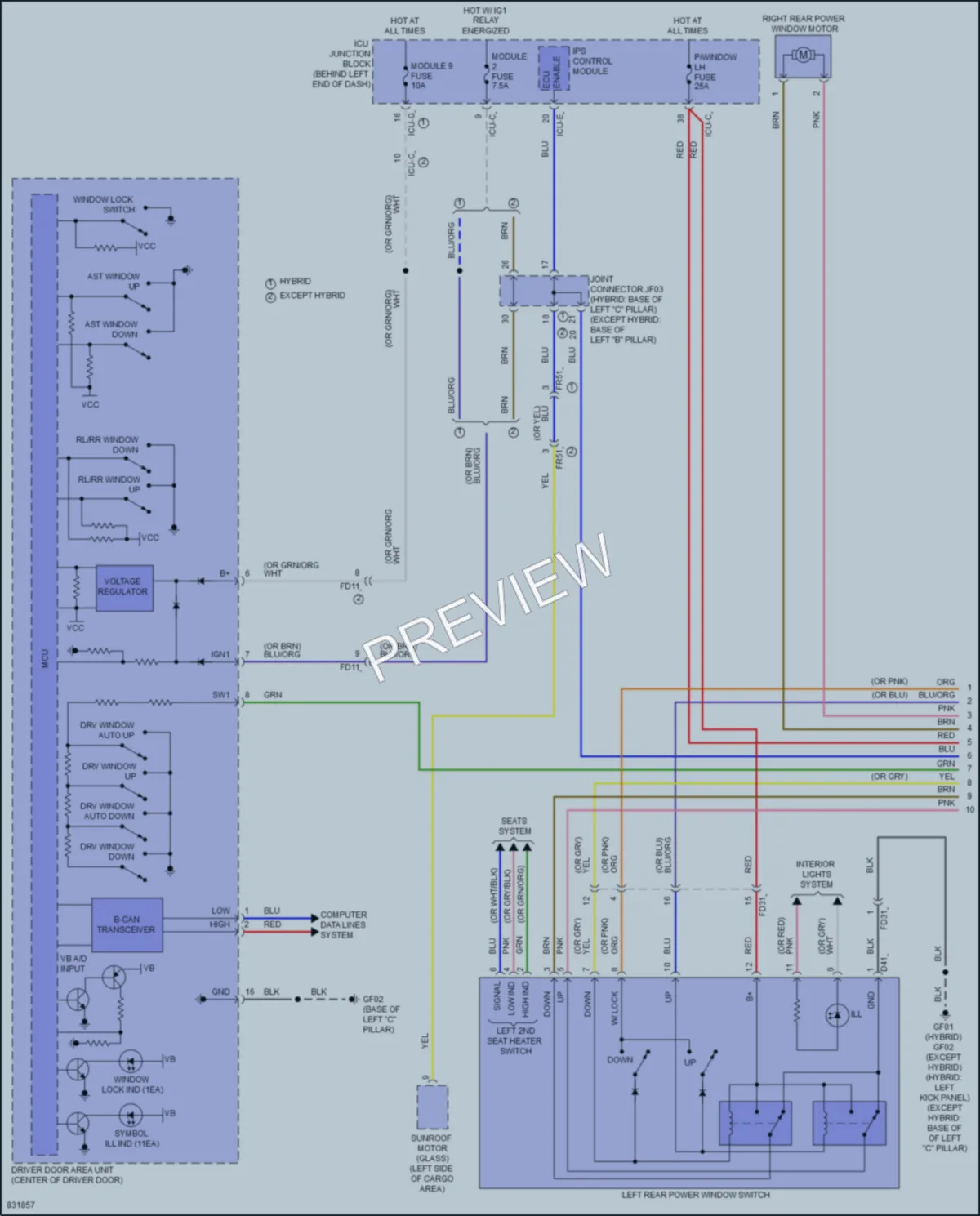 2023 Kia Sorento Power Windows wiring diagram preview