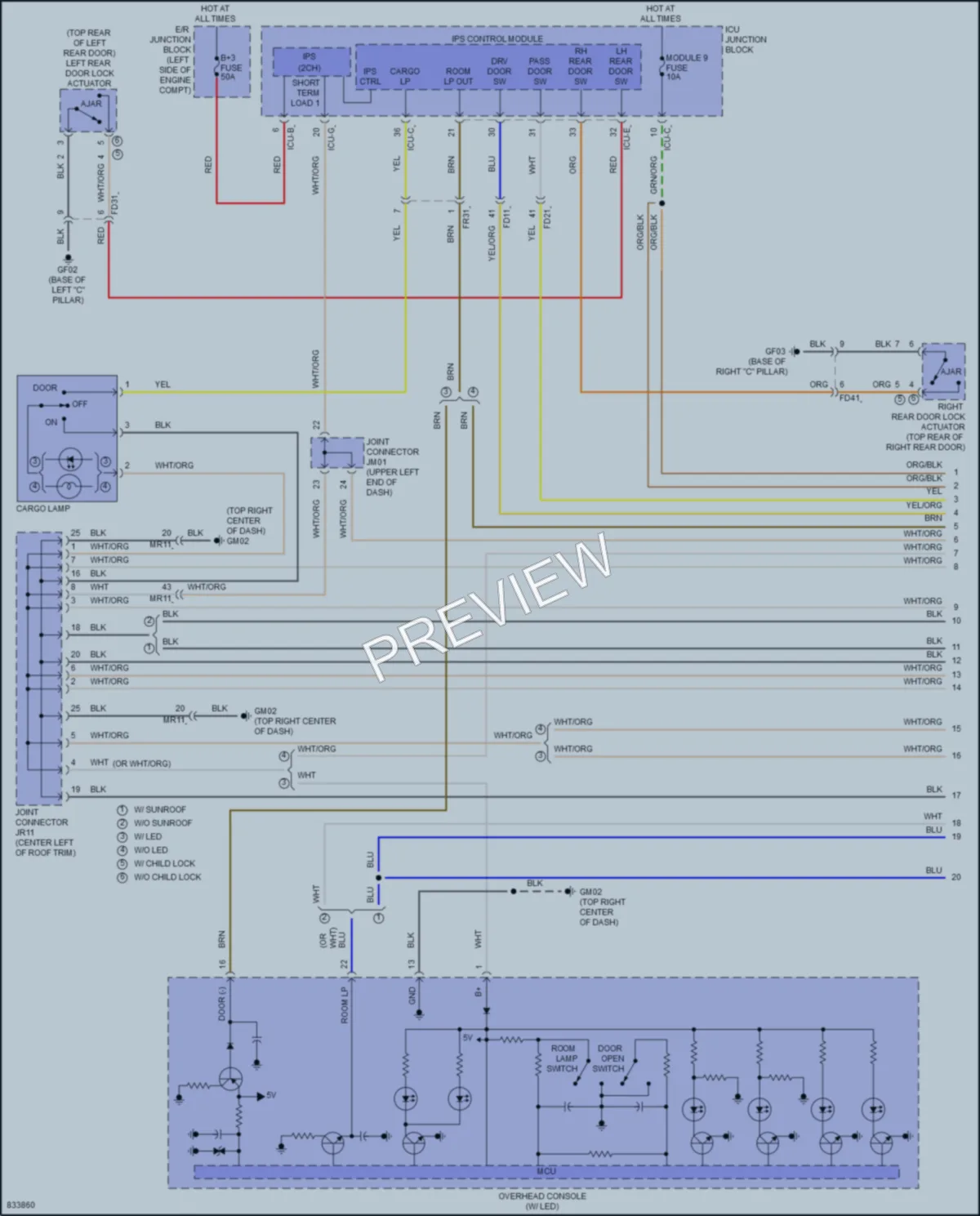 2023 Kia SorentoHybrid Interior Lights wiring diagram preview