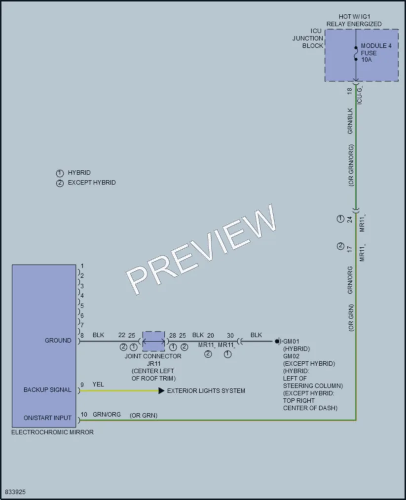 2023 Kia SorentoPlugIn Power Mirrors wiring diagram preview