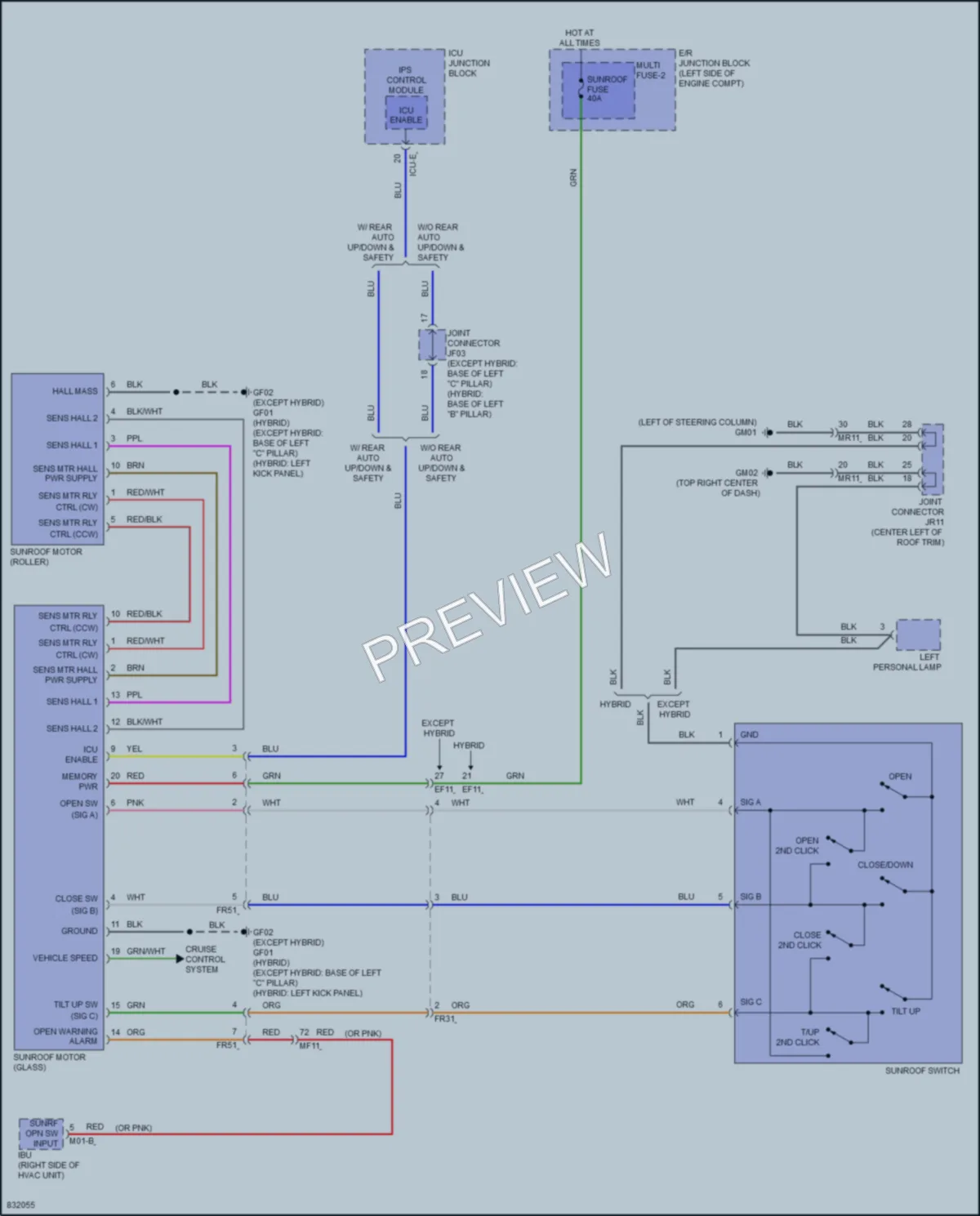 2023 Kia SorentoPlugIn Power Top Sunroof wiring diagram preview
