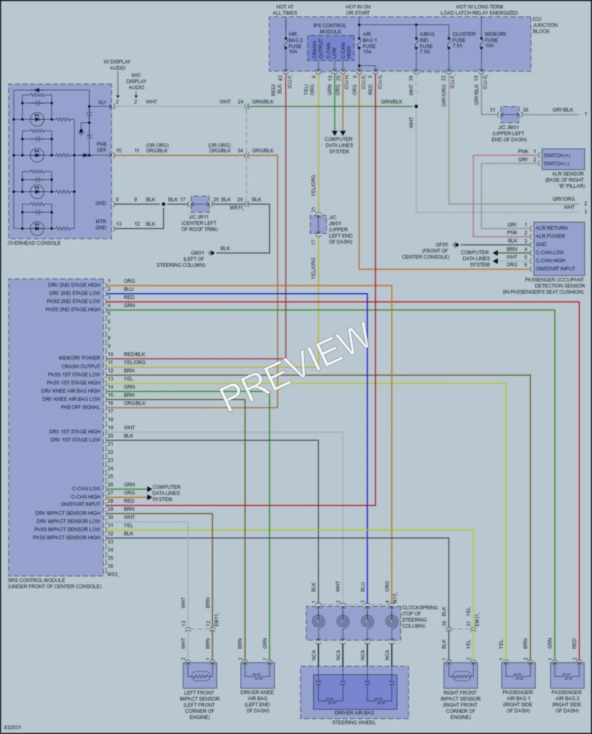 2023 Kia SorentoPlugIn Supplemental Restraints wiring diagram preview