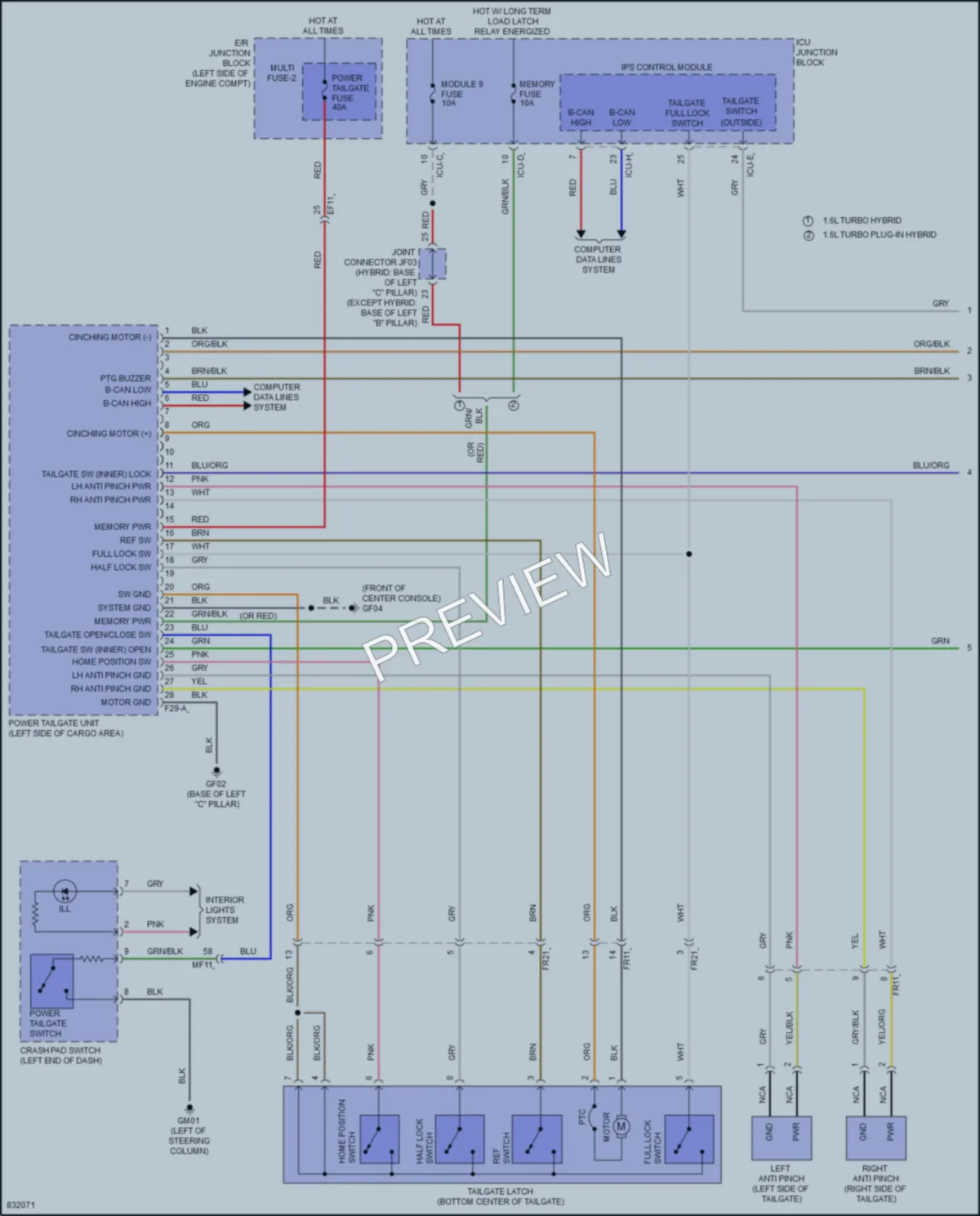 2023 Kia SorentoPlugIn Trunk Tailgate Fuel Door wiring diagram preview