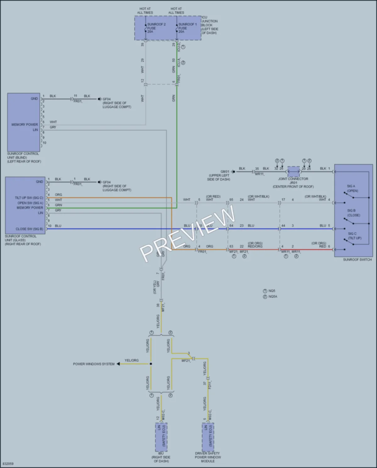 2023 Kia SportageHybrid Power Top Sunroof wiring diagram preview