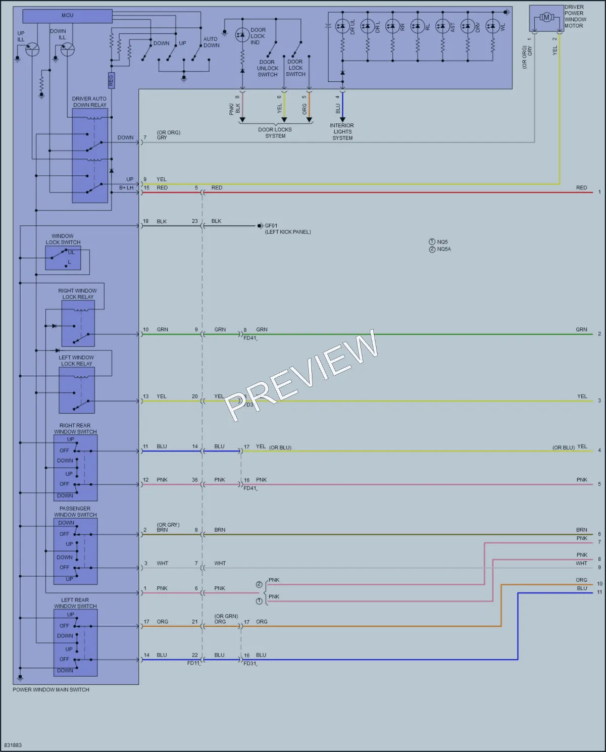 2023 Kia SportageHybrid Power Windows wiring diagram preview