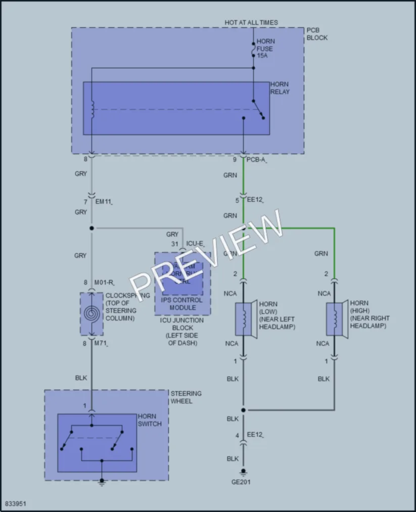 2023 Kia SportagePlugIn Horn wiring diagram preview