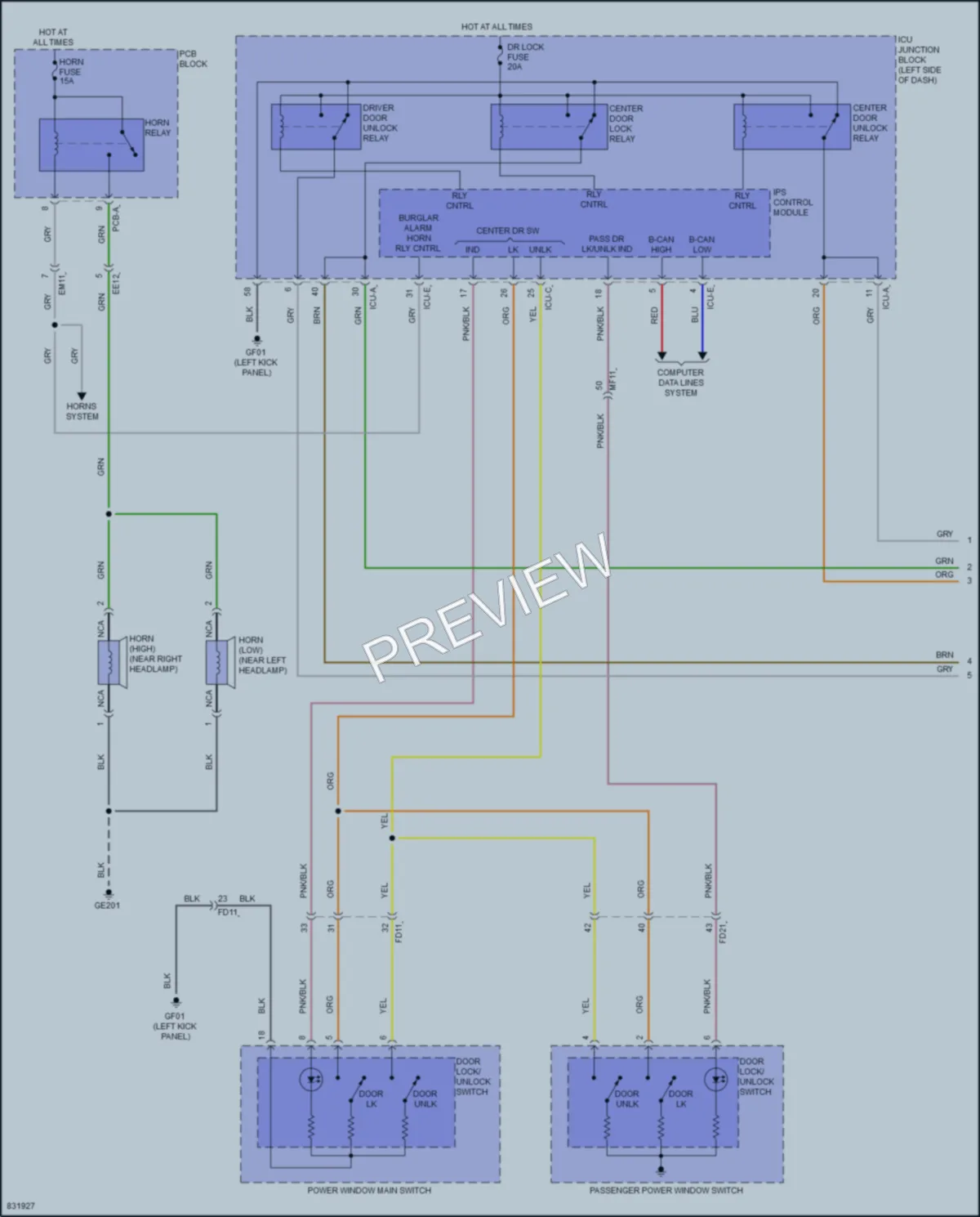 2023 Kia SportagePlugIn Power Door Locks wiring diagram preview