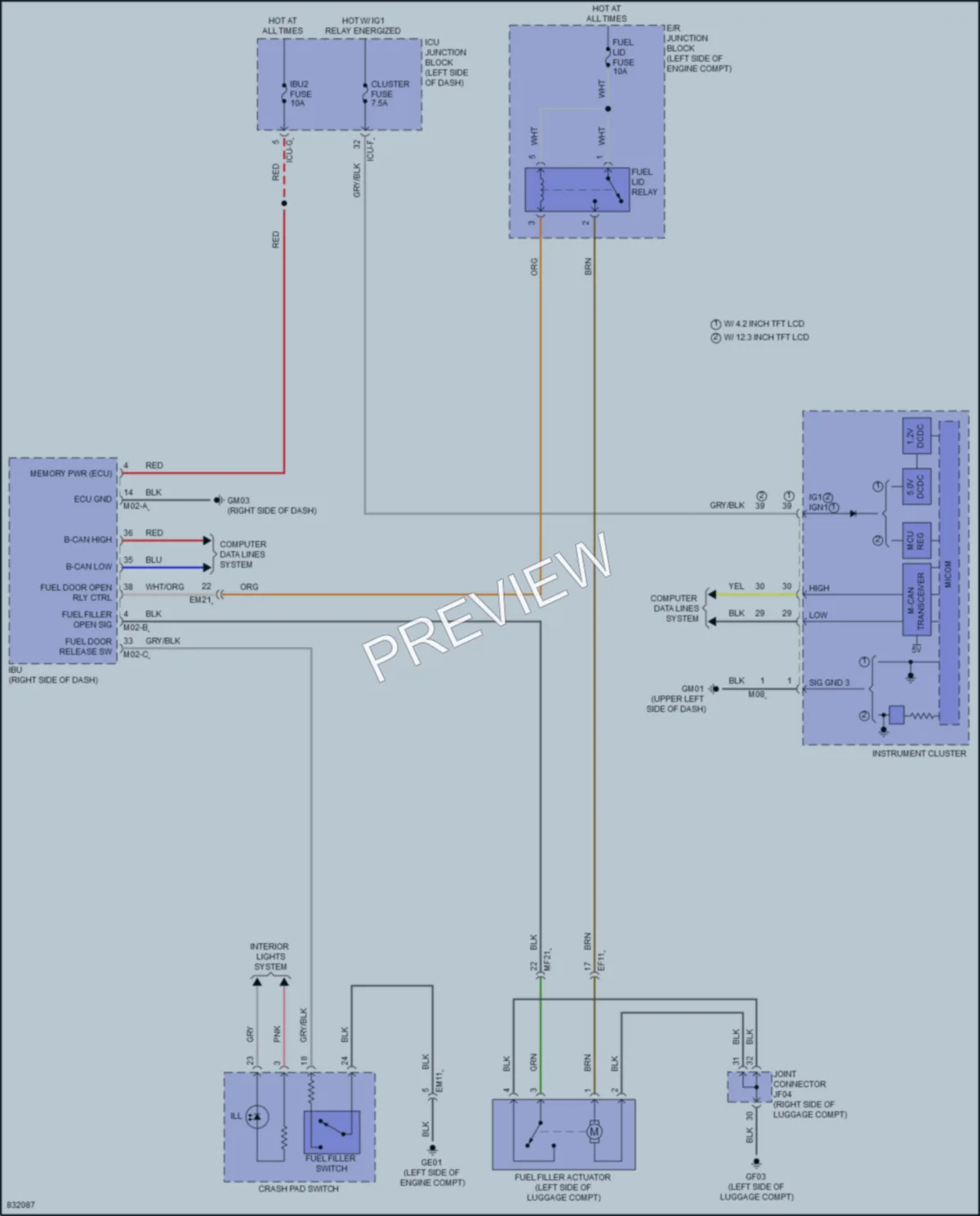 2023 Kia SportagePlugIn Trunk Tailgate Fuel Door wiring diagram preview