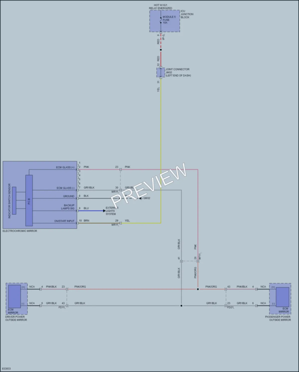 2023 Kia Stinger Power Mirrors wiring diagram preview