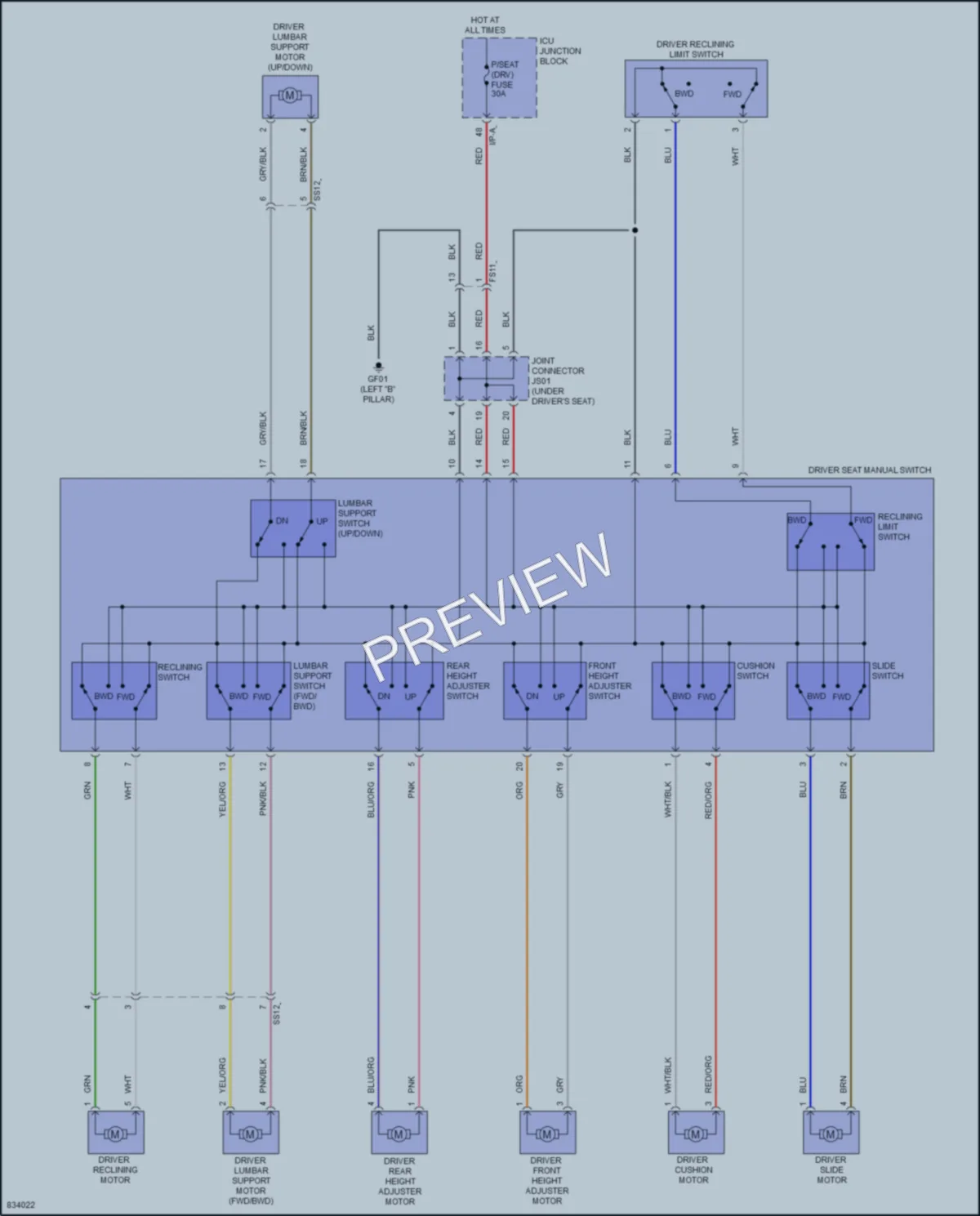 2023 Kia Stinger Power Seats wiring diagram preview