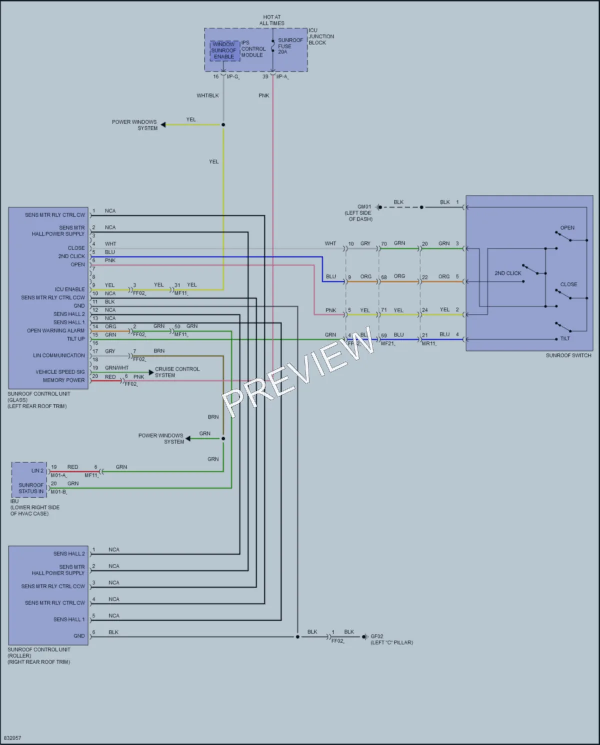 2023 Kia Stinger Power Top Sunroof wiring diagram preview