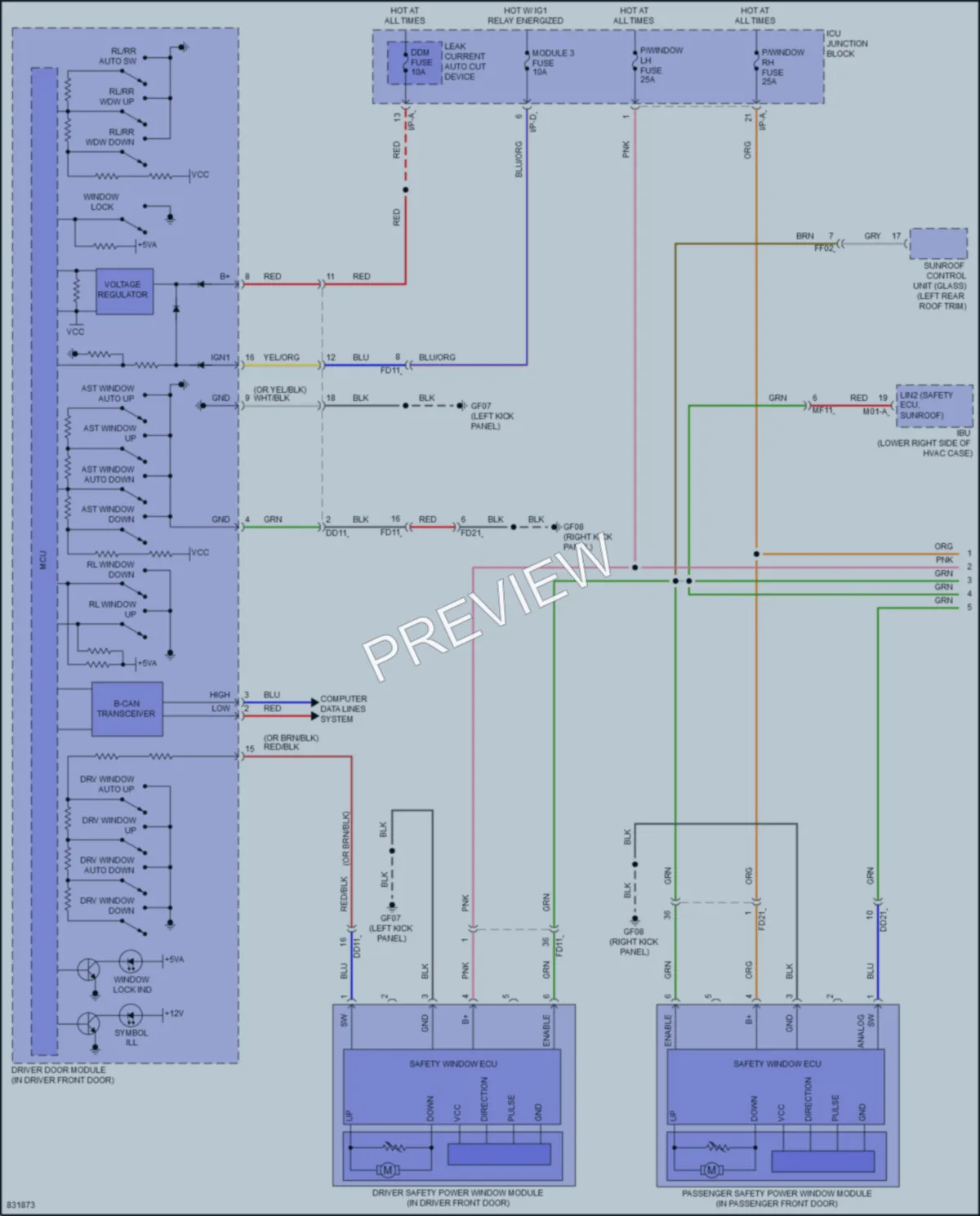 2023 Kia Stinger Power Windows wiring diagram preview