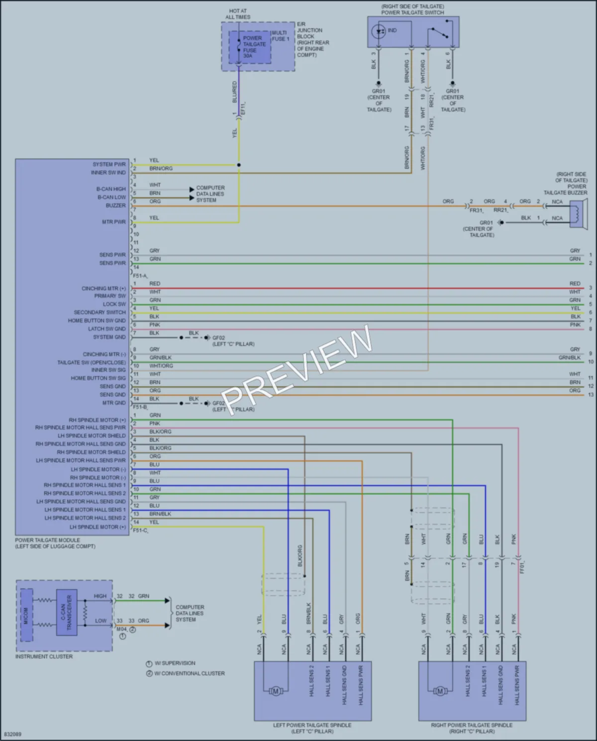 2023 Kia Stinger Trunk Tailgate Fuel Door wiring diagram preview