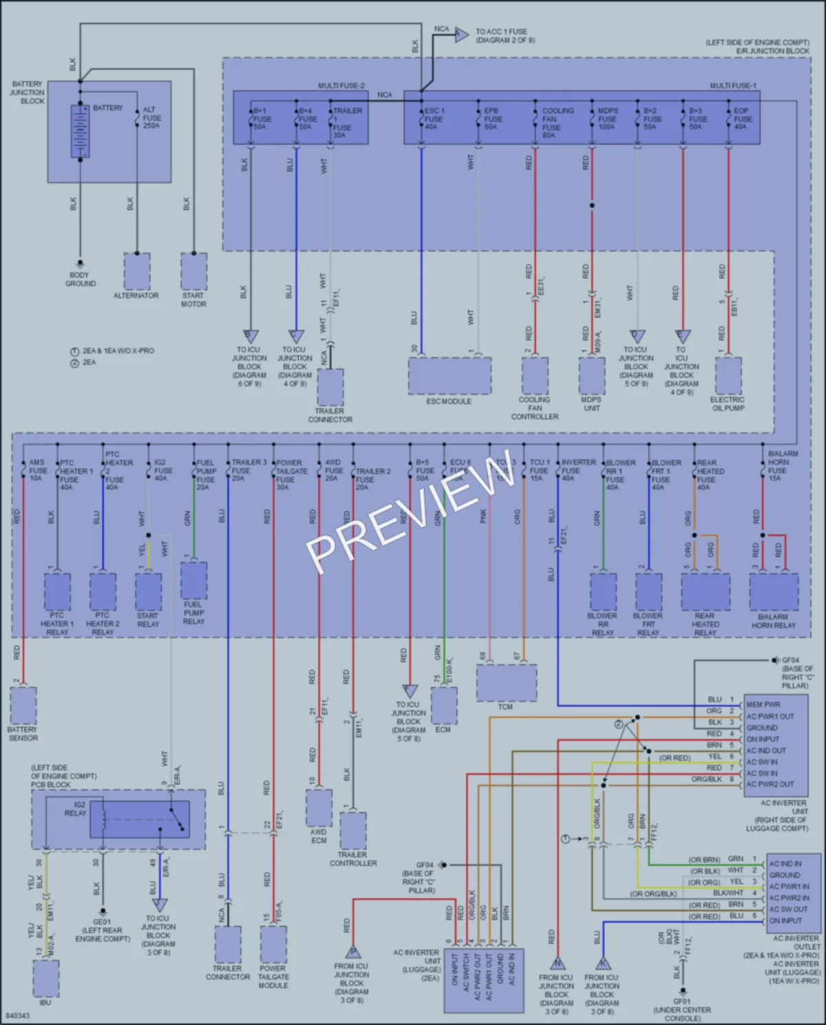 2023 Kia Telluride Power Distribution wiring diagram preview
