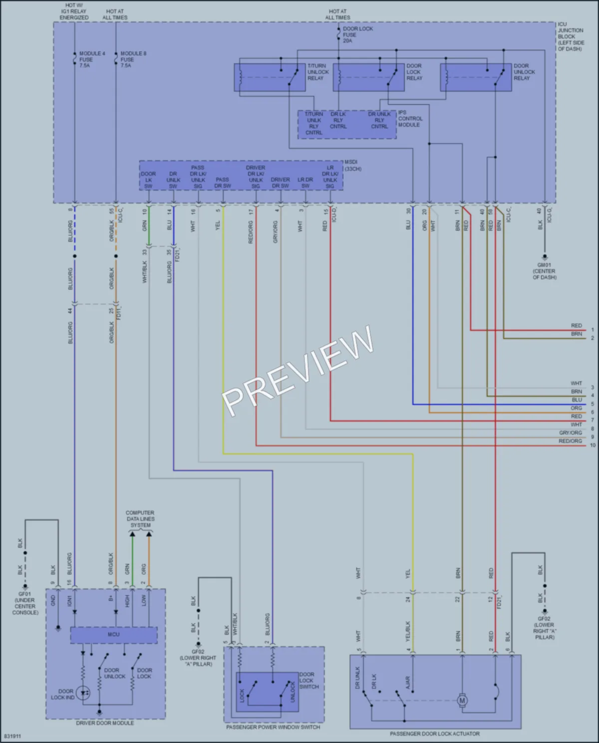 2023 Kia Telluride Power Door Locks wiring diagram preview