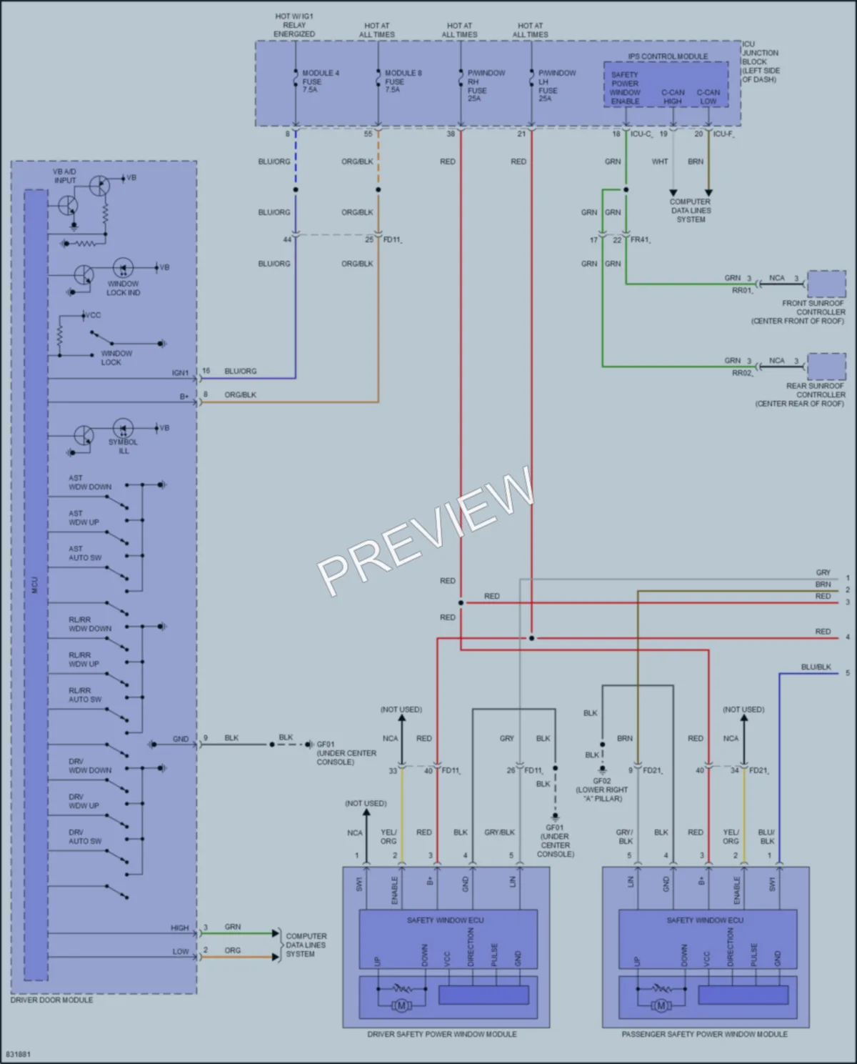 2023 Kia Telluride Power Windows wiring diagram preview