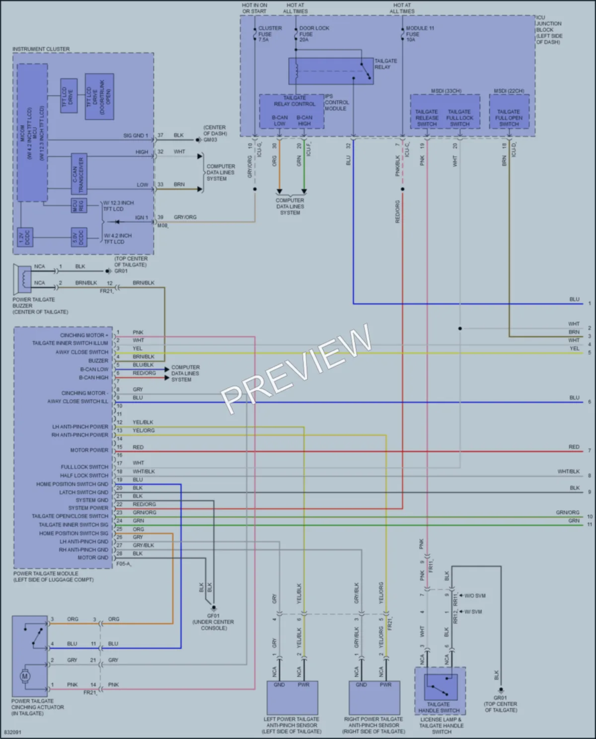 2023 Kia Telluride Trunk Tailgate Fuel Door wiring diagram preview