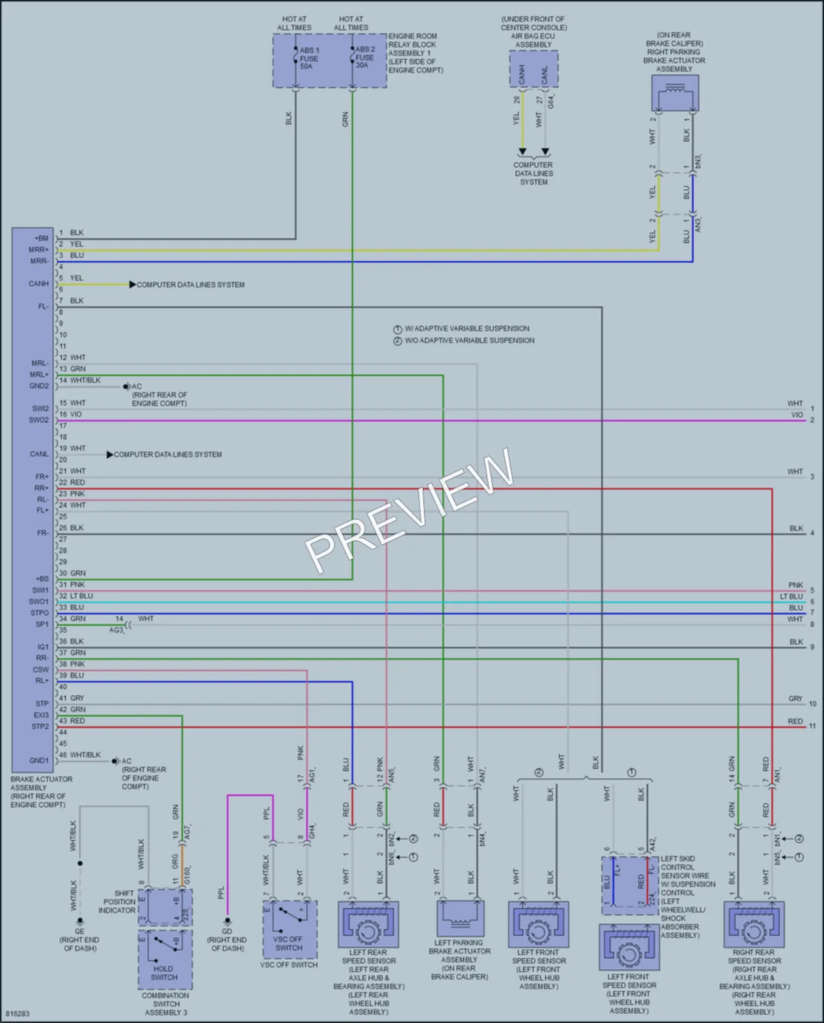 2023 Lexus ES250 Anti Lock Brakes wiring diagram preview