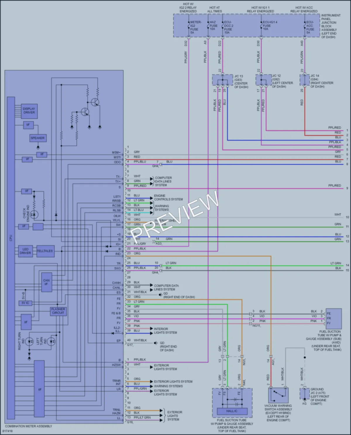 2023 Lexus ES250 Instrument Cluster wiring diagram preview