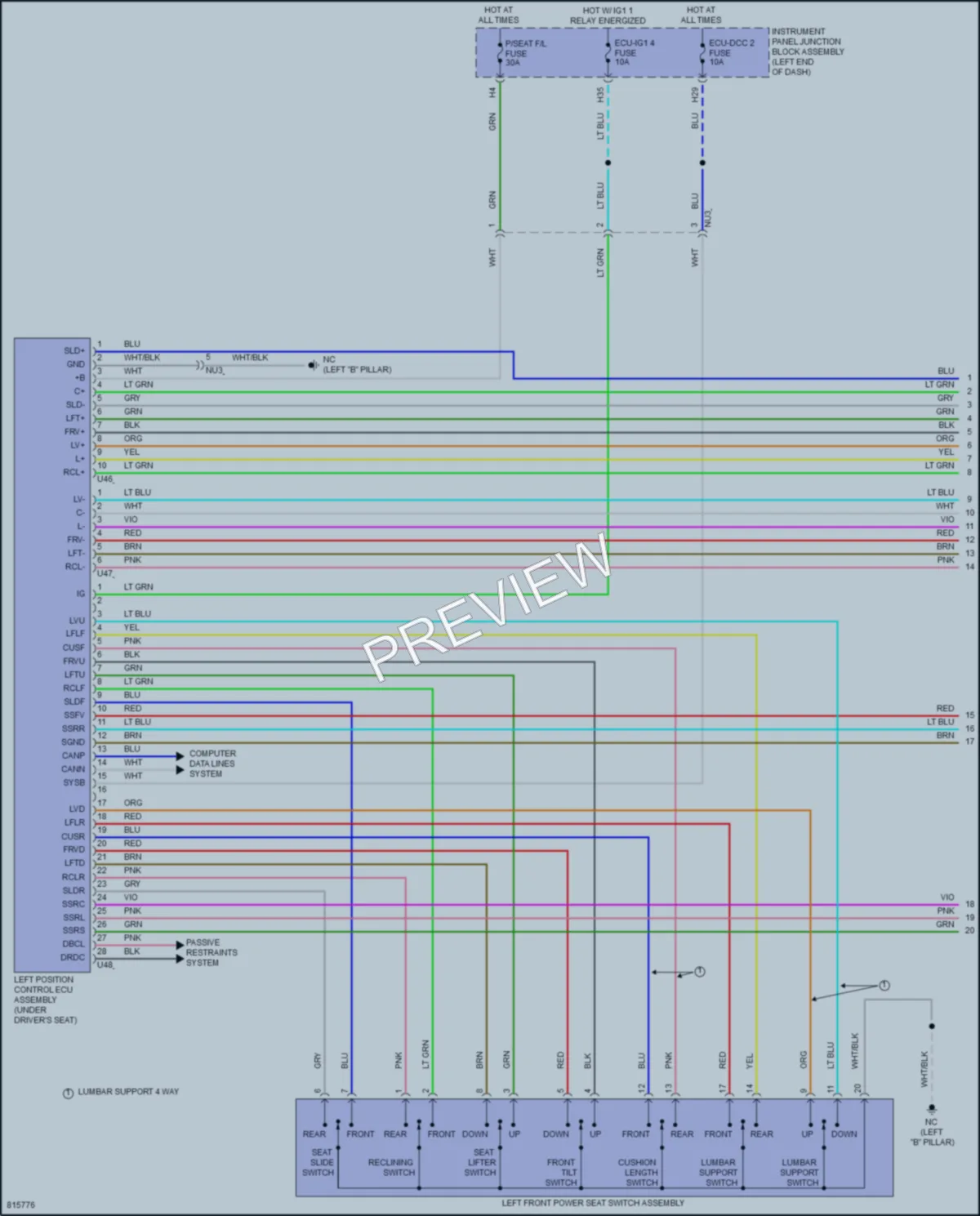2023 Lexus ES250 Memory Systems wiring diagram preview