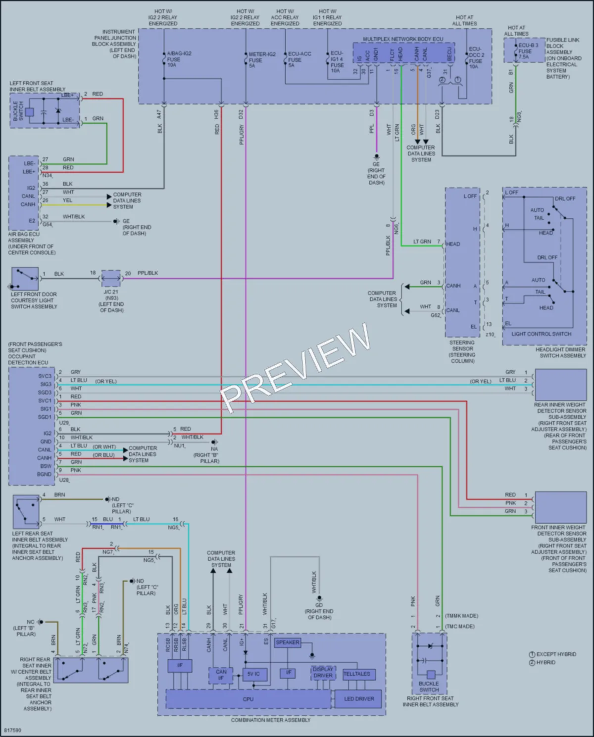 2023 Lexus ES250 Warning Systems wiring diagram preview