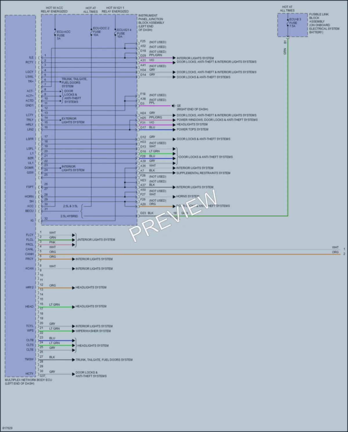 2023 Lexus ES350 Body Control Modules wiring diagram preview