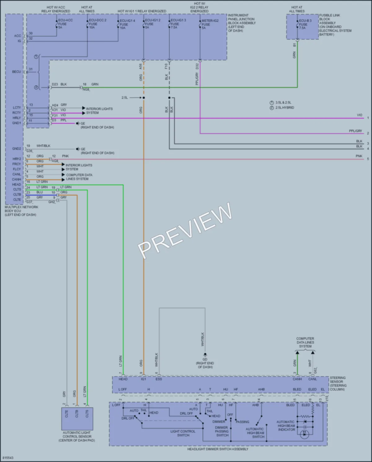 2023 Lexus ES350 Headlights wiring diagram preview