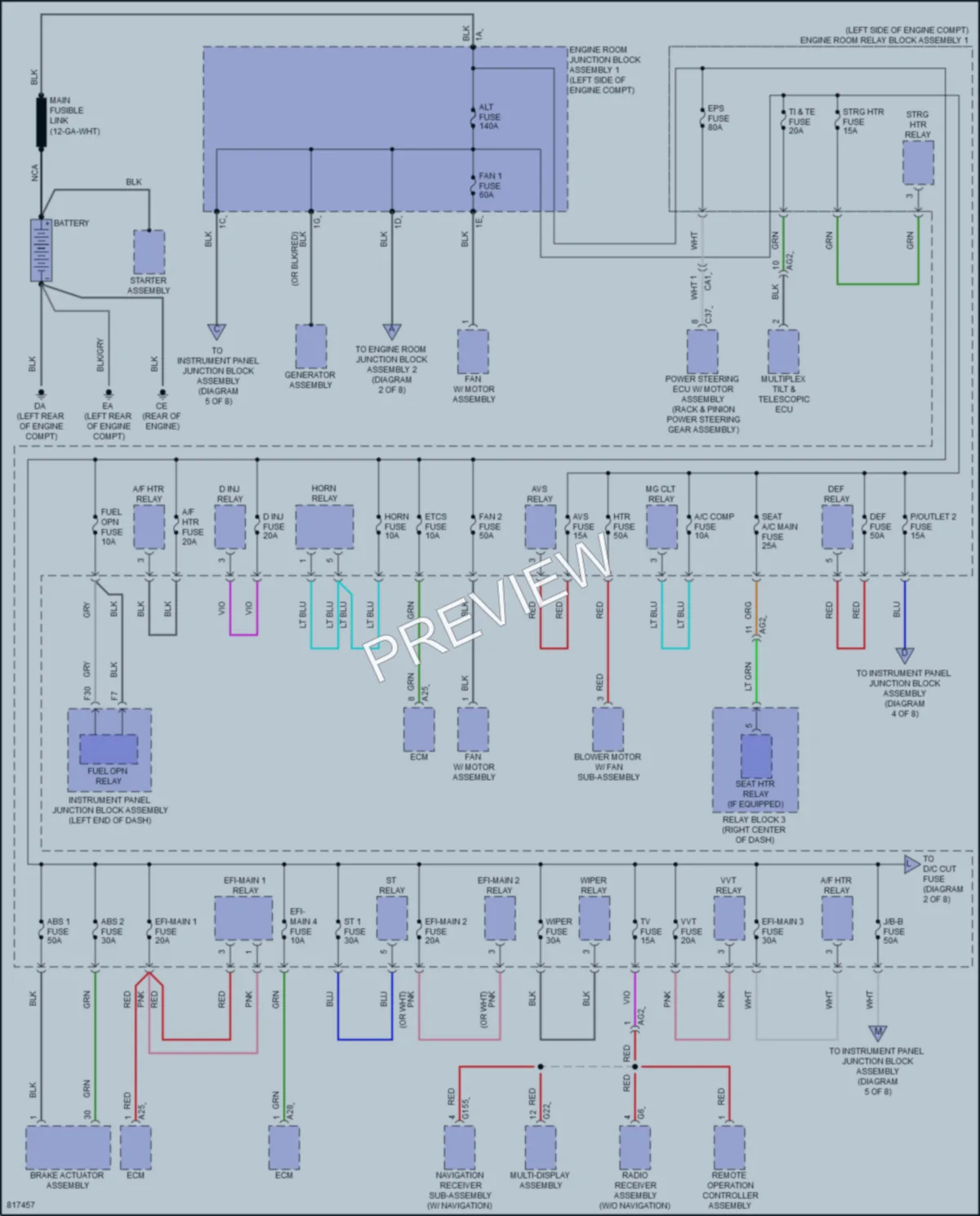 2023 Lexus ES350 Power Distribution wiring diagram preview