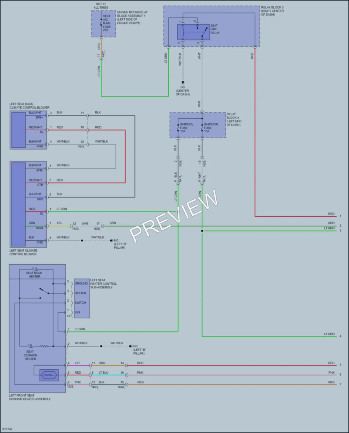 2023 Lexus ES350 Power Seats wiring diagram preview