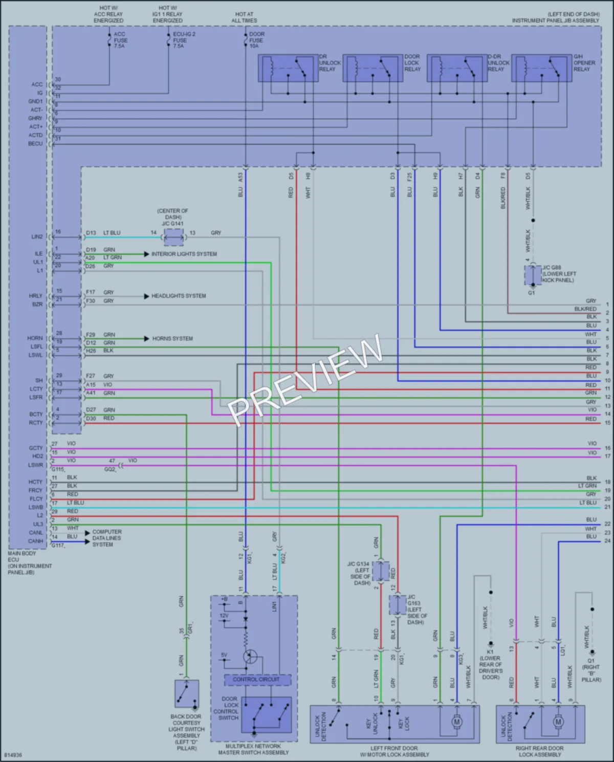 2023 Lexus GX460 Power Door Locks wiring diagram preview
