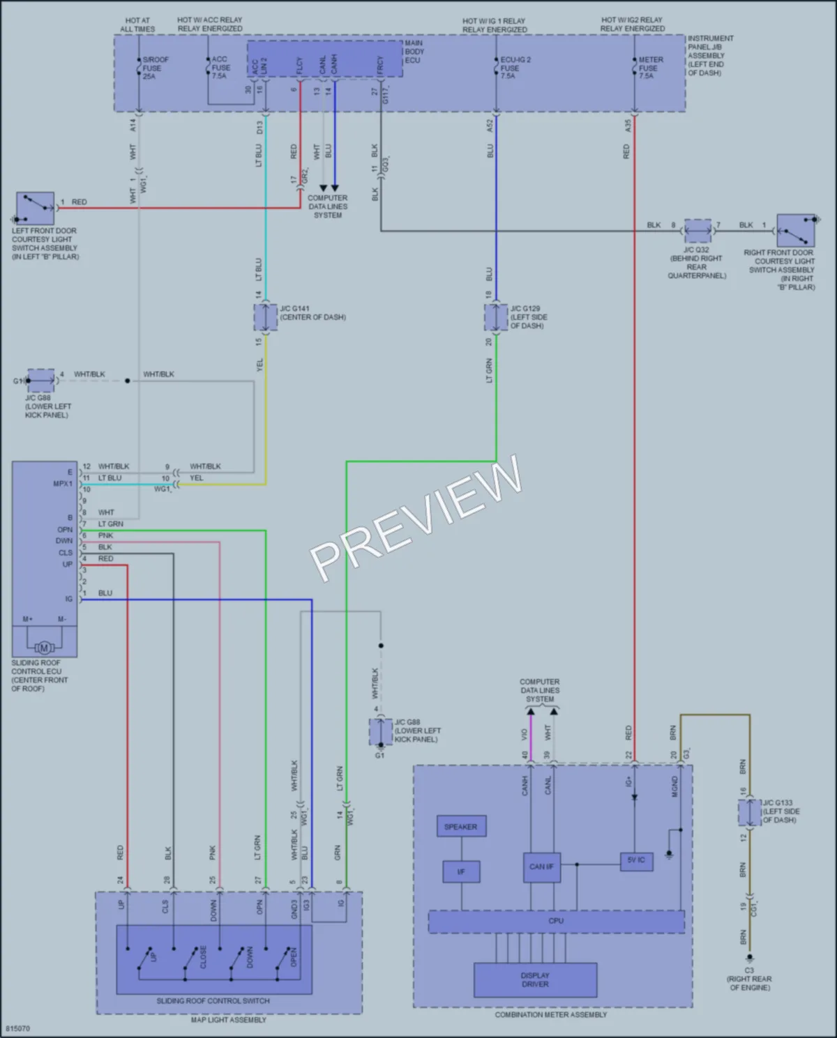 2023 Lexus GX460 Power Top Sunroof wiring diagram preview