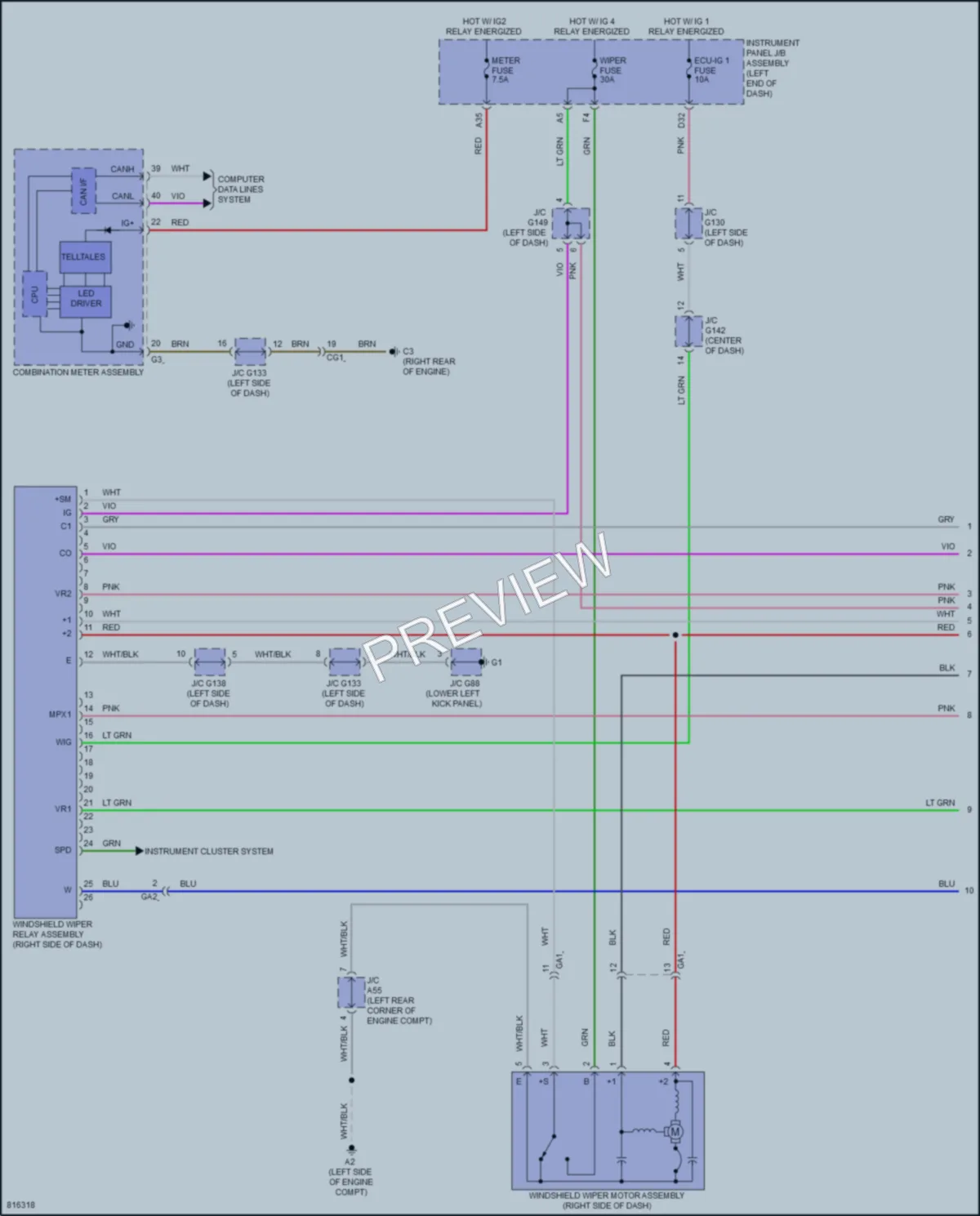 2023 Lexus GX460 Wiper Washer wiring diagram preview