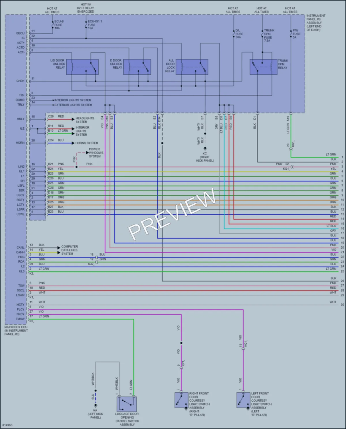 2023 Lexus IS300 Power Door Locks wiring diagram preview