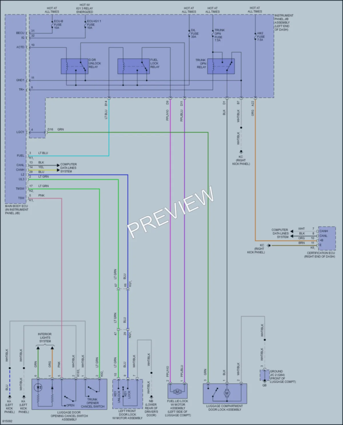 2023 Lexus IS300 Trunk Tailgate Fuel Door wiring diagram preview