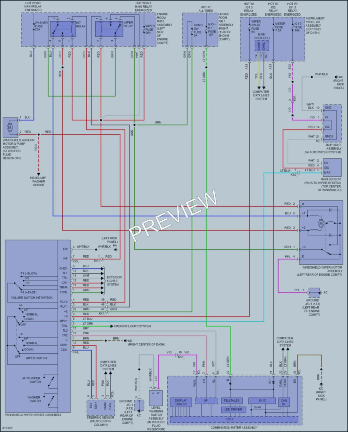 2023 Lexus IS350 Wiper Washer wiring diagram preview