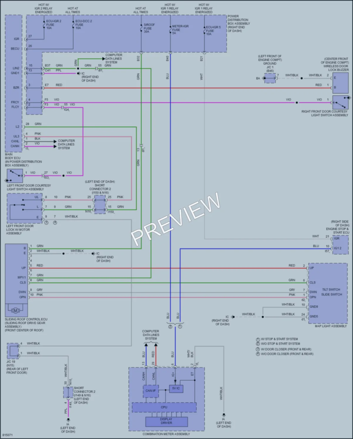 2023 Lexus LX600 Power Top Sunroof wiring diagram preview